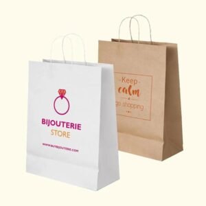 Kraft Shopping Bag (22x27x10) - 100 Gsm 4 Color Print - White & Brown