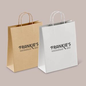 Kraft Shopping Bag (26x34x10) - 100 Gsm 4 Color Print - White & Brown
